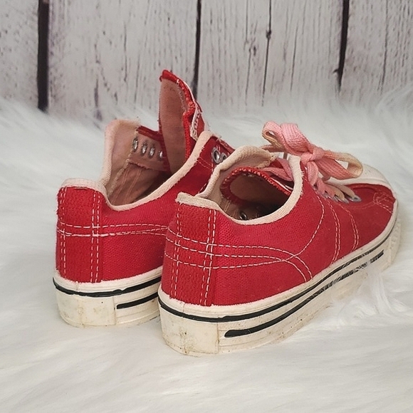 Vintage 1960s 1970s CONVERSE FASTBREAK Red Canvas Low Top Onestar Sneakers Sz 1 - Picture 7 of 17